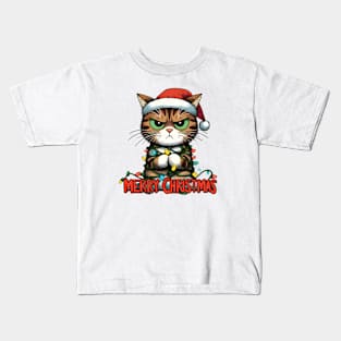 Whiskers Wonderland: Festive Feline Cartoons for Purr-fect Holiday Cheer! Kids T-Shirt